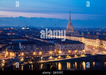 Blick vom Monte dei Cappuccini, Turin, Piemont, Italien Stockfoto