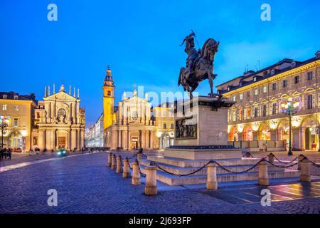 Piazza San Carlo, Turin, Piemont, Italien Stockfoto