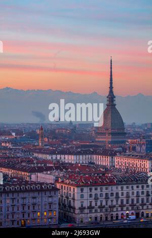 Blick vom Monte dei Cappuccini, Turin, Piemont, Italien Stockfoto