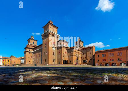 Schloss Estense, Ferarra, UNESCO-Weltkulturerbe, Emilia-Romagna, Italien Stockfoto