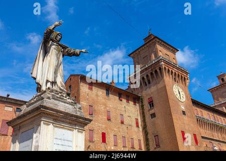 Schloss Estense, Ferarra, UNESCO-Weltkulturerbe, Emilia-Romagna, Italien Stockfoto