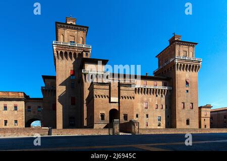 Schloss Estense, Ferarra, UNESCO-Weltkulturerbe, Emilia-Romagna, Italien Stockfoto