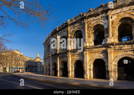 Die Arena von Nimes, römisches Amphitheater, Nimes, Gard, Frankreich, Europa Stockfoto