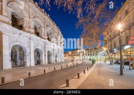 Die Arena von Nimes, römisches Amphitheater, Nimes, Gard, Frankreich, Europa Stockfoto