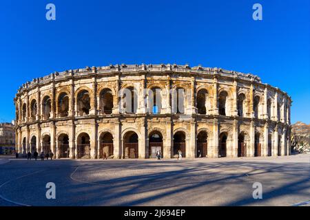 Die Arena von Nimes, römisches Amphitheater, Nimes, Gard, Frankreich, Europa Stockfoto