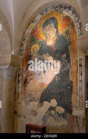 Fresken in der Krypta der Kathedrale von Otranto. Otranto. Die römisch-katholische Kathedrale, die der Verkündigung der Jungfrau Maria gewidmet ist. Es ist das Archiv Stockfoto