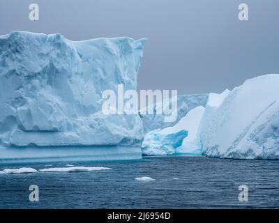 Ein riesiger Eisberg, der auf einem Riff in der Nähe des Eisbergsgraveyard, der Petermann-Insel, der Antarktis und der Polarregionen liegt Stockfoto