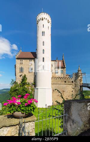 Schloss Lichtenstein, Schwäbische Alb, Baden-Württemberg, Deutschland Stockfoto