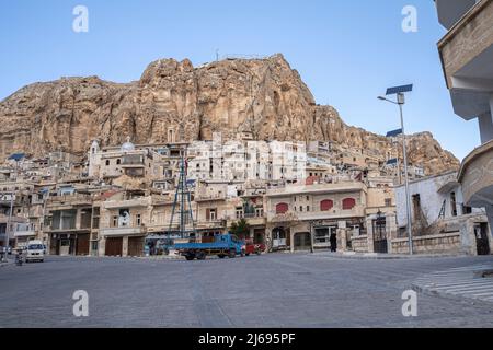 Maaloula kleine christliche Stadt vor dem Krieg jetzt in Ruinen, Syrien Stockfoto