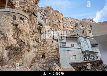 Maaloula kleine christliche Stadt vor dem Krieg jetzt in Ruinen, Syrien Stockfoto