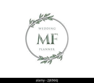 MF Initials Letter Hochzeit Monogram Logos Kollektion, handgezeichnete moderne minimalistische und florale Vorlagen für Einladungskarten, Save the Date, elegant Stock Vektor