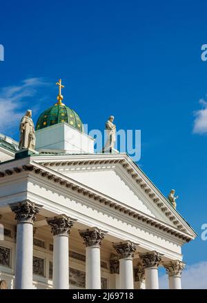 Lutherische Kathedrale, Detailansicht, Helsinki, Uusimaa County, Finnland Stockfoto