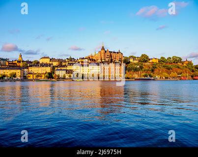 Sodermalm bei Sonnenaufgang, Stockholm, Stockholm County, Schweden, Skandinavien Stockfoto