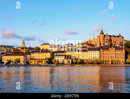 Sodermalm bei Sonnenaufgang, Stockholm, Stockholm County, Schweden, Skandinavien Stockfoto