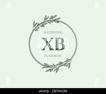 XB Initials Letter Hochzeit Monogram Logos Kollektion, handgezeichnete moderne minimalistische und florale Vorlagen für Einladungskarten, Save the Date, elegant Stock Vektor