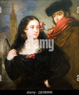 Pareja de majos (nettes Paar) (1830) von Jose Gutierrez de La Vega (1791 - 1865) Stockfoto