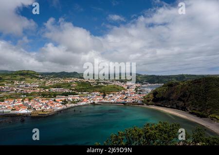 Faial, Portugal - 09. August 2021 : Bucht von Porto Pim Stockfoto