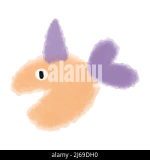 Vector Piranha Fisch in orange Aquarell mit lila Flosse gemalt. Abstrakte Illustration der Unterwasserwelt von Hand gezeichnet. Stock Vektor