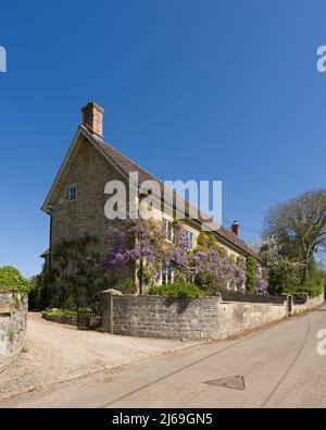 Ein Ferienhaus im Dorf Sutton Montis, Somerset, England. Stockfoto