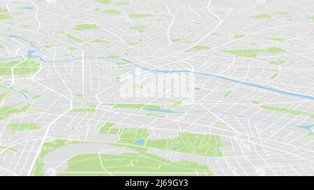 Luftaufnahme Stadtplan Berlin, Farbplan, Stadtraster in Perspektive Stockfoto