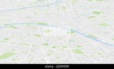 Luftaufnahme Stadtplan Paris, Farbplan, Stadtraster in Perspektive Stockfoto