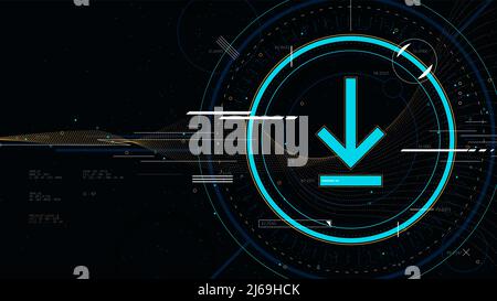 Hi-Tech-Hintergrund mit Download-Symbol, Innovation Tech futuristische Technologie, Sci-Fi-Vektor-Illustration Stock Vektor