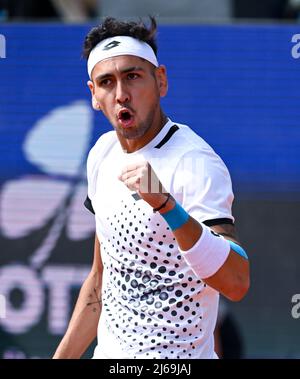 München, Deutschland. 29. April 2022. 29. April 2022, Bayern, München: Tennis: ATP Tour - München, Singles, Männer, Viertelfinale. Otte (Deutschland) - Tabilo (Chile). Alejandro Tabilo in Aktion. Foto: Sven Hoppe/dpa Quelle: dpa picture Alliance/Alamy Live News Stockfoto