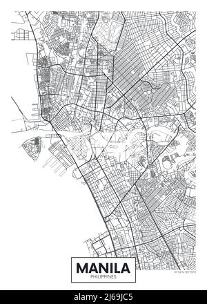 Stadtplan Manila, Reise Vektor Poster Design Stock Vektor