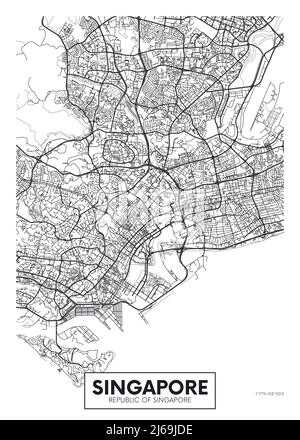 Stadtplan Singapur, Reise Vektor Poster Design Stock Vektor