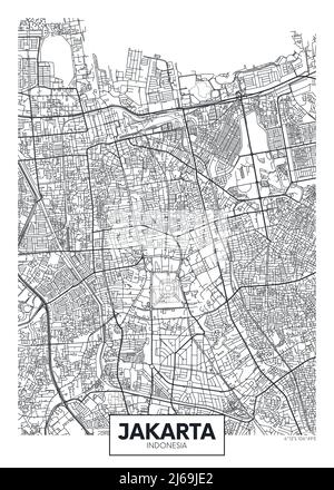 Stadtplan Jakarta, Reise Vektor Poster Design Stock Vektor