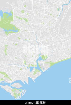 Stadtplan Singapur, Farb-Detailplan, Vektorgrafik Stock Vektor