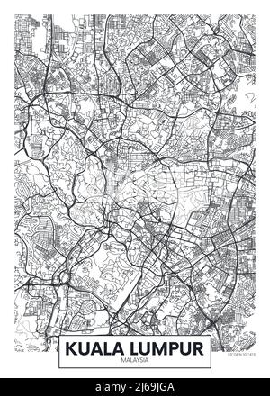 Stadtplan Kuala Lumpur, Reise Vektor Poster Design Stock Vektor