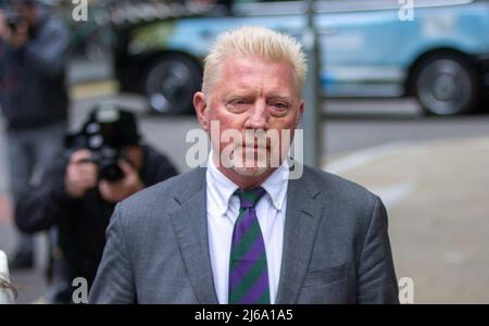 London, Großbritannien. 29. April 2022. 29. April 2022, London, England, Vereinigtes Königreich: Der ehemalige deutsche Tennisstar BORIS BECKER kommt zum Southwark Crown Court in London zur Verurteilung. (Bild: © Tayfun Salci/ZUMA Press Wire) Bild: ZUMA Press, Inc./Alamy Live News Stockfoto