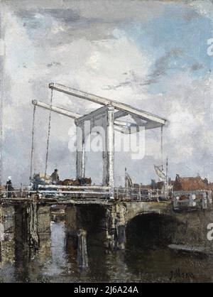 Eine Zugbrücke in einer holländischen Stadt des niederländischen Künstlers Jacob Maris (1837-1899), Öl auf Leinwand, c. 1875 Stockfoto