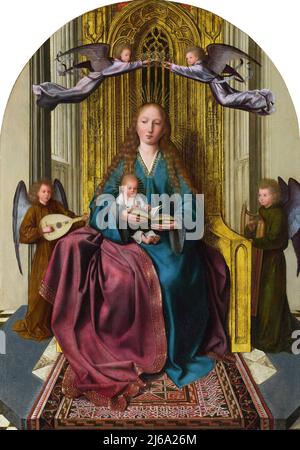 Die Jungfrau und das Kind thronten mit vier Engeln von Quinten Massys (ca. 1465/6-1530), Öl auf Eiche, c.. 1506-9 Stockfoto