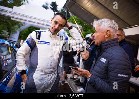 Charbonnieres-les-Bains, Frankreich. 29. April 2022. SALANON David, DEGOUT Jérome, Volkswagen Polo GTI, Portrait während der Rallye Rhône Charbonnières 2022, 2. Runde des Championnat de France des Rallye 2022, vom 28. Bis 30. April in Charbonnières-les-Bains, Frankreich - Foto Bastien Roux / DPPI Credit: DPPI Media/Alamy Live News Stockfoto