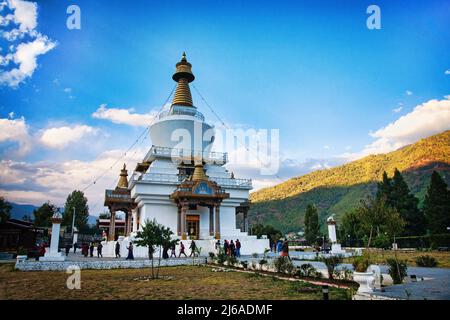 Der Memorial Chörten, auch bekannt als Thimphu Chörten, befindet sich in Thimphu, Bhutan. Stockfoto