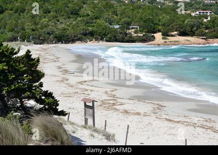 Blick auf den Strand von Grande Pevero, Costa Smeralda Stockfoto