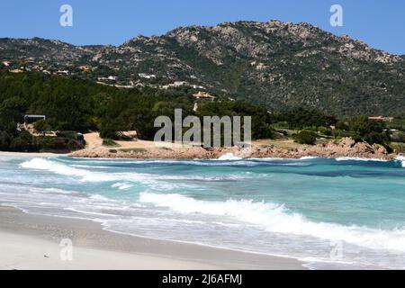 Blick auf den Strand von Grande Pevero, Costa Smeralda Stockfoto