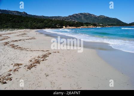 Blick auf den Strand von Grande Pevero, Costa Smeralda Stockfoto