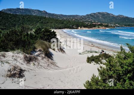 Blick auf den Strand von Grande Pevero, Costa Smeralda Stockfoto