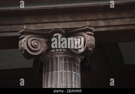 Ionische Hauptstadt an der St. Pauls Chapel in New York City Stockfoto