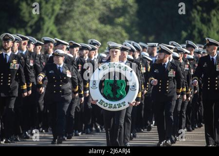 Melbourne Australien: Parade zum Anzac Day am Schrein der Erinnerung. ANZAC steht für das australische und neuseeländische Armeekorps. Stockfoto