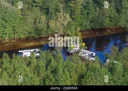 Bladen County, NC, 18. September 2018 -- Luftaufnahme der Überschwemmungen durch den Sturzflug Florenz. Stockfoto