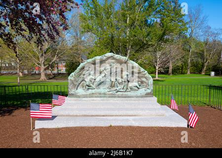 Lexington Minute Men Memorial im Battle Green in Lexington Common National Historic Site im Stadtzentrum von Lexington, Massachusetts, USA. Stockfoto