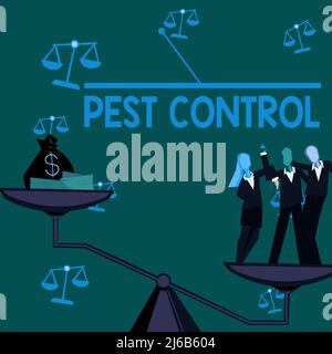 Handschriftschild Pest Control. Wort geschrieben über die Tötung zerstörerischer Insekten, die Pflanzen und Viehkollegen angreifen, um Teamwork zu erreichen Stockfoto