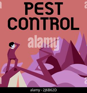 Handschriftschild Pest Control. Überblick über das Unternehmen Töten zerstörerischer Insekten, die Nutzpflanzen und Vieh angreifen Menschen beobachten Horizont Pfeil zeigt Stockfoto