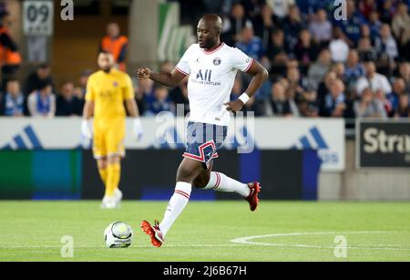 Straßburg, Frankreich. 29. April 2022. Danilo Pereira vom PSG während des Fußballspiels der französischen Ligue 1 zwischen dem RC Strasbourg Alsace (RCSA) und Paris Saint-Germain (PSG) am 29. April 2022 im Stade de La Meinau in Straßburg, Frankreich - Foto Jean Catuffe / DPPI Credit: DPPI Media/Alamy Live News Stockfoto