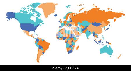 Vereinfachte Weltkarte mit glatten Grenzen Stock Vektor