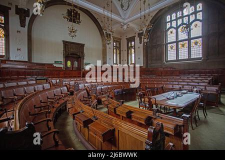 Historische ratskammer im Wakefield Town Hall, West Yorkshire, England. Stockfoto